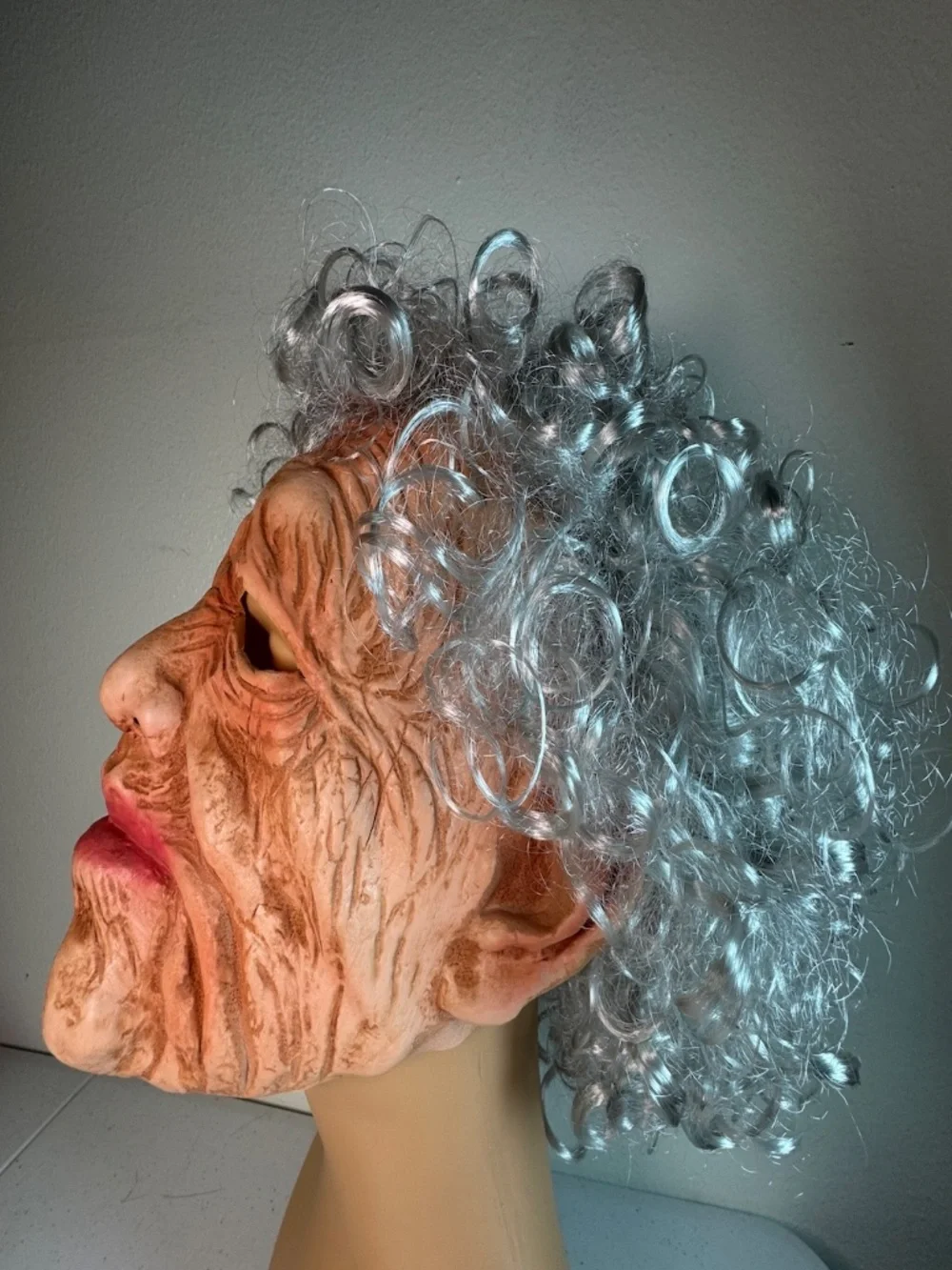 Realistic Old Lady Mask Wig Halloween Latex Costume Elderly Grandma Face Mask